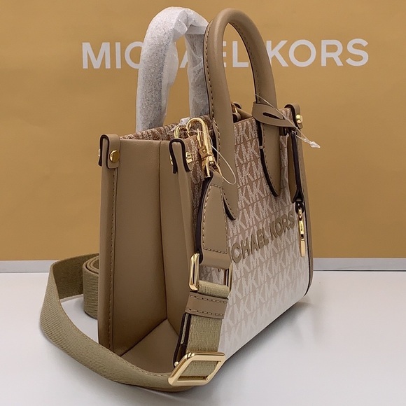 Michael Kors Mirella Extra-Small Ombré Logo Crossbody XBODY ShopperBag Camel NWT - Picture 8 of 16